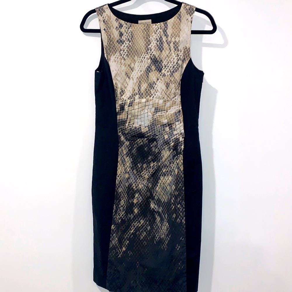 Karen Millen Dress Snake Print Side Zip US 8 UK 12